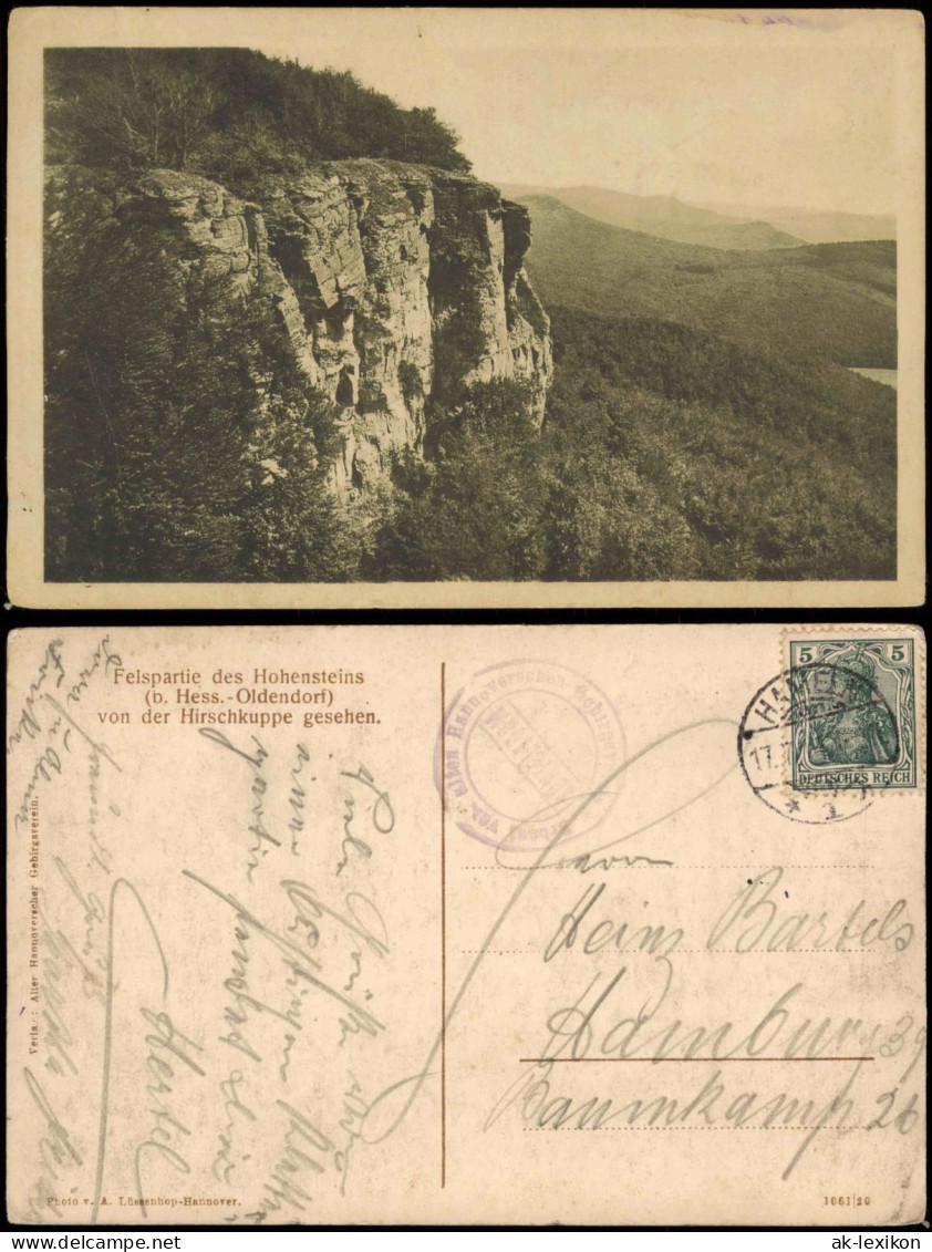 Hessisch Oldendorf Umland-Ansicht Felspartie des Hohensteins 1910