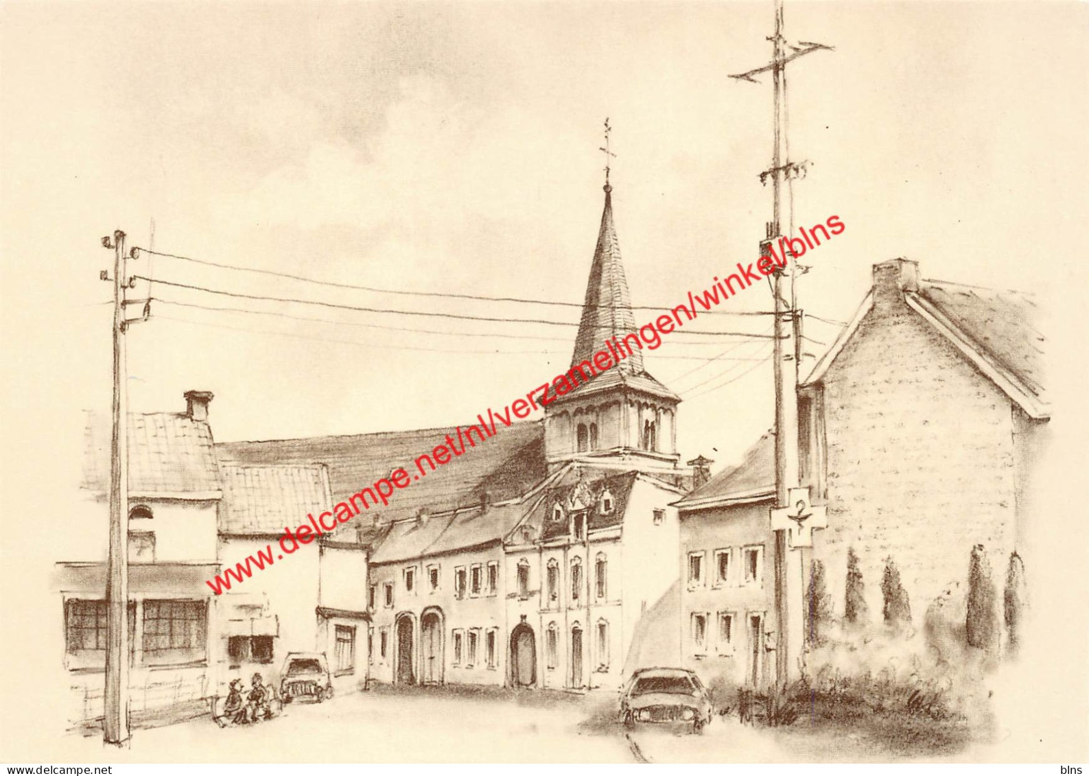 Het centrum van 's-Gravenvoeren met de Sint-Lambertuskerk - Voeren