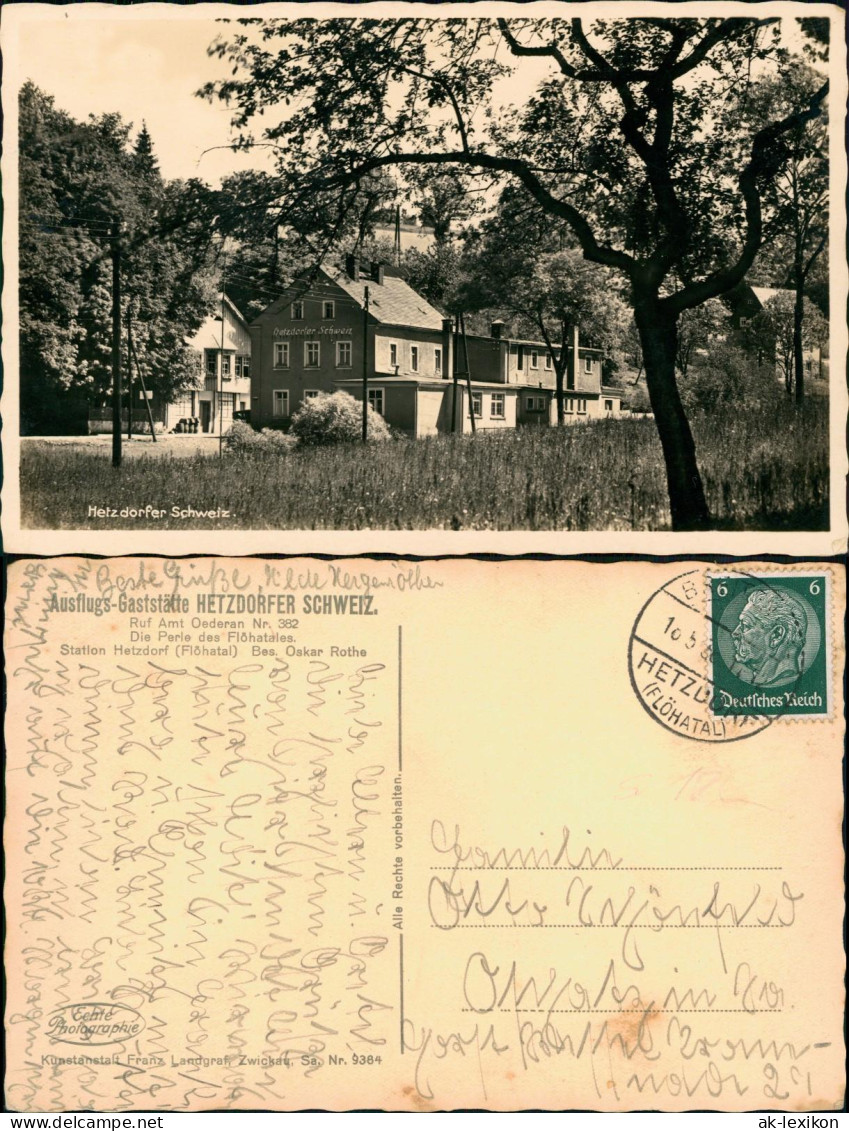 Hetzdorf-Flöha (Sachsen) Ausflugs-Gaststätte HETZDORFER SCHWEIZ 1938