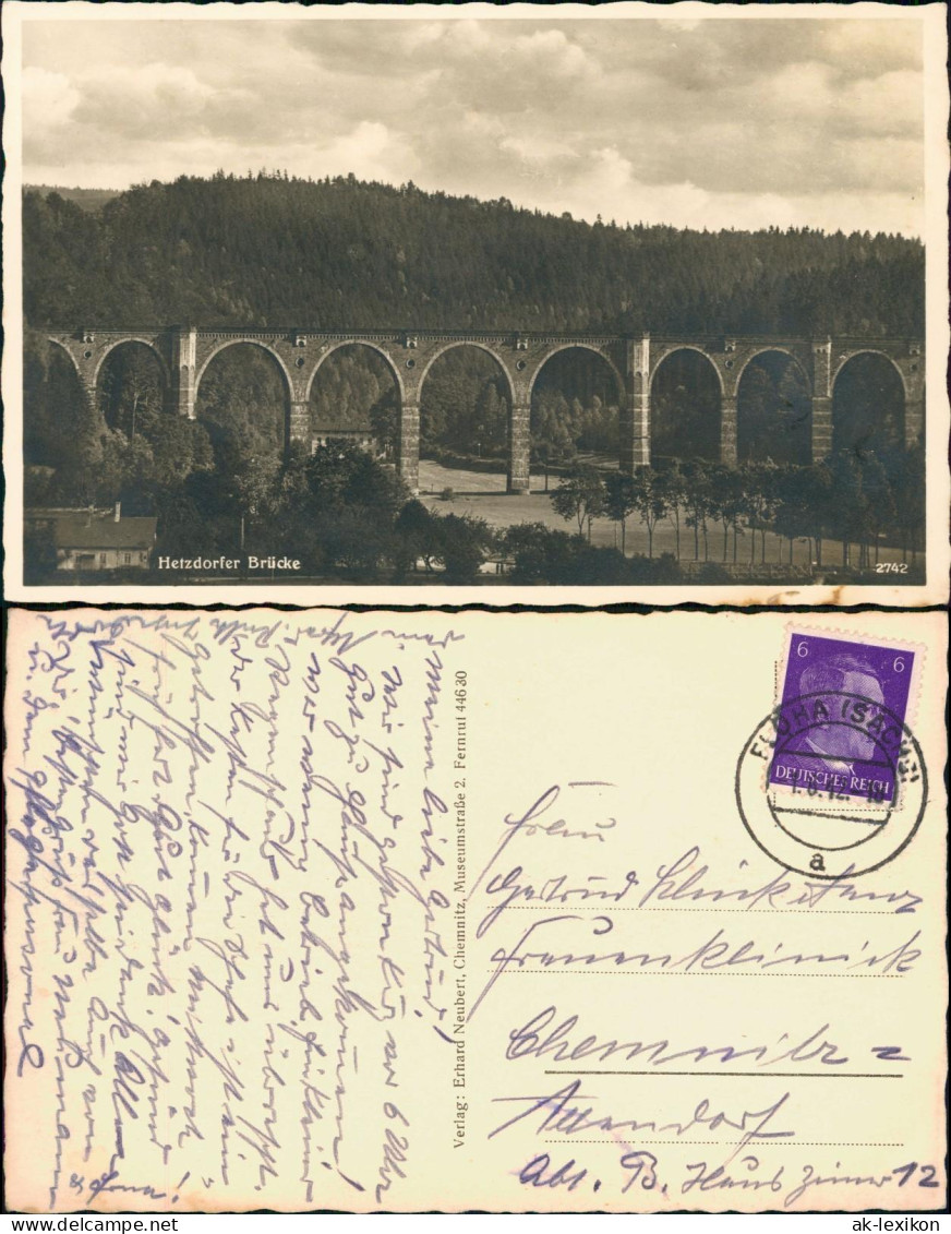 Hetzdorf-Flöha (Sachsen) Hetzdorfer Brücke - Frontalansicht 1942