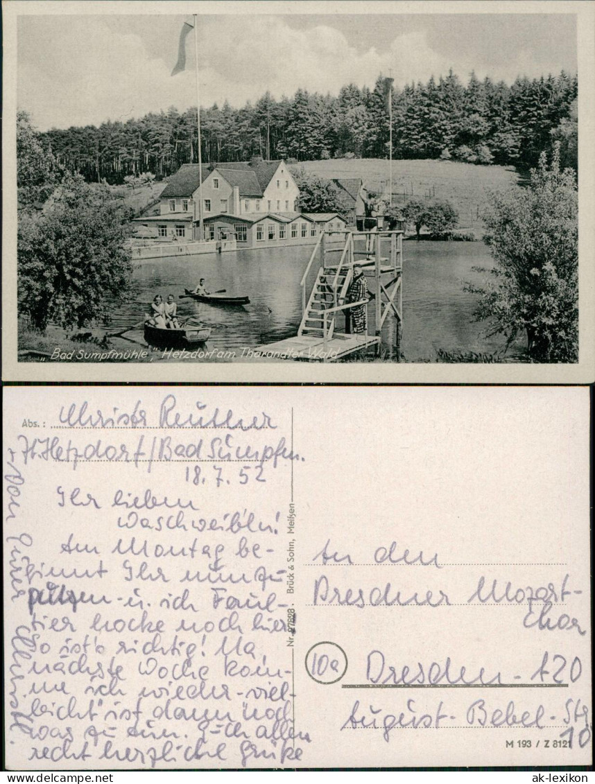 Hetzdorf-Halsbrücke Restaurant "Bad Sumpfmühle" - Teichanlage mit Booten 1934