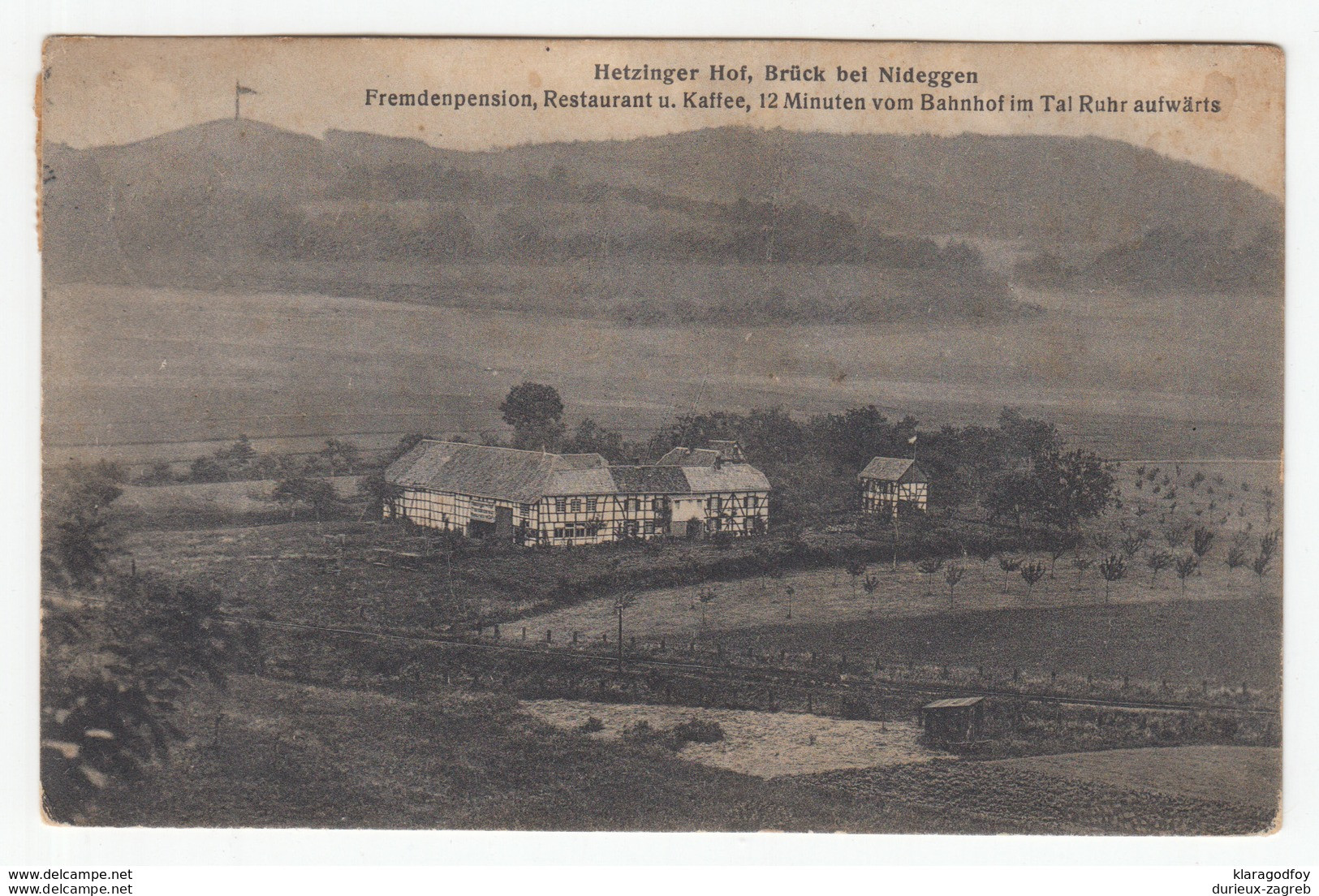 Hetzinger Hof, Brück bei Nideggen travelled 1913 Brück pmk b190220