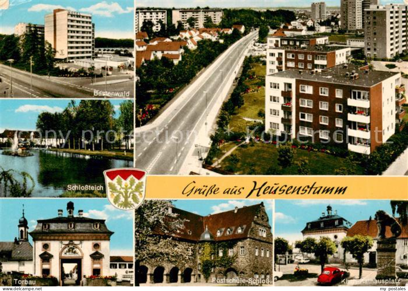 Heusenstamm Bastenwald Hotel Wohnsiedlung Luftbild Torbau Postschule Schloss Pla