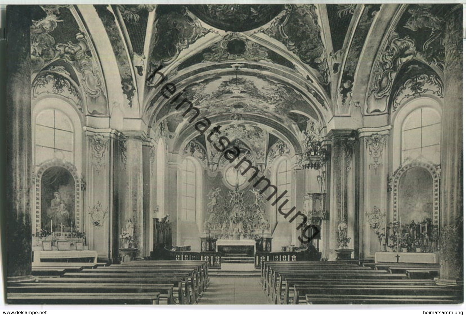 Heusenstamm - Deckengemälde der katholischen Pfarrkirche - Foto-Ansichtskarte - Verlag Josef Schott Bieber-Offenbach