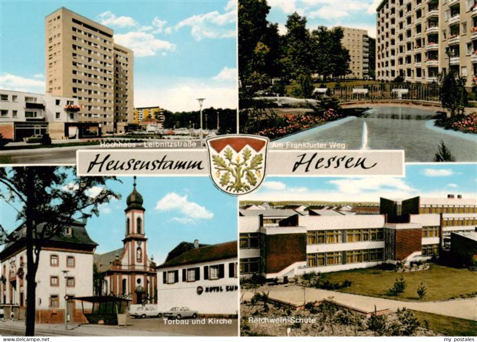 Heusenstamm Hochhaus Leibnitzstrasse Frankfurter Weg Torbau und Kirche Reichwein