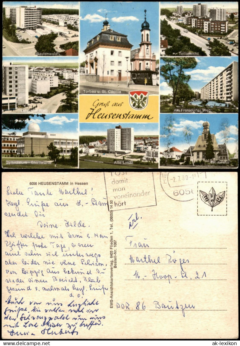 Heusenstamm Mehrbildkarte  Bastenwald, Leipziger Ring, Gymnasium Sternwart 1970