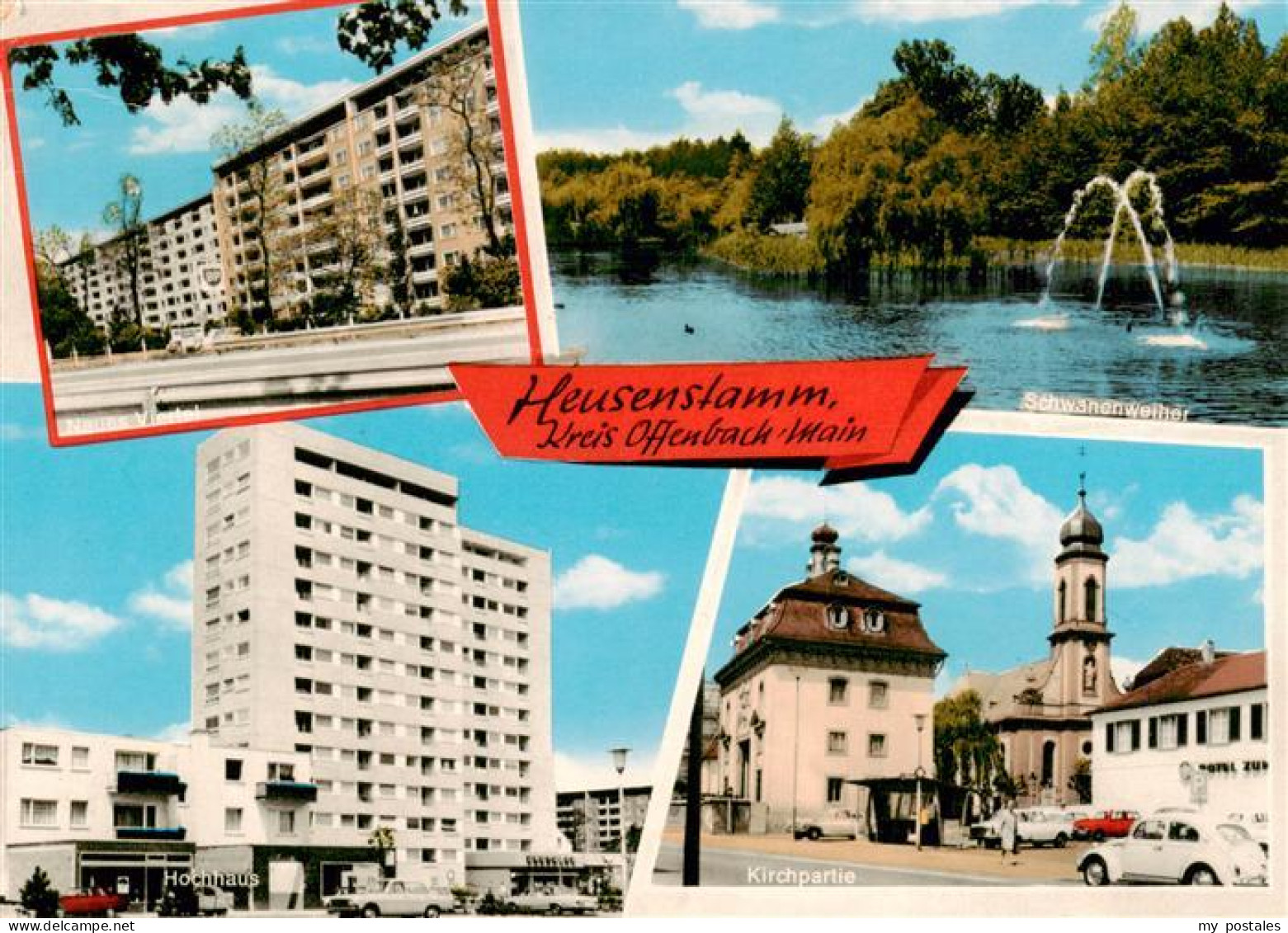 Heusenstamm Neues Viertel Hochhaus Schwanenweiher Kirchpartie