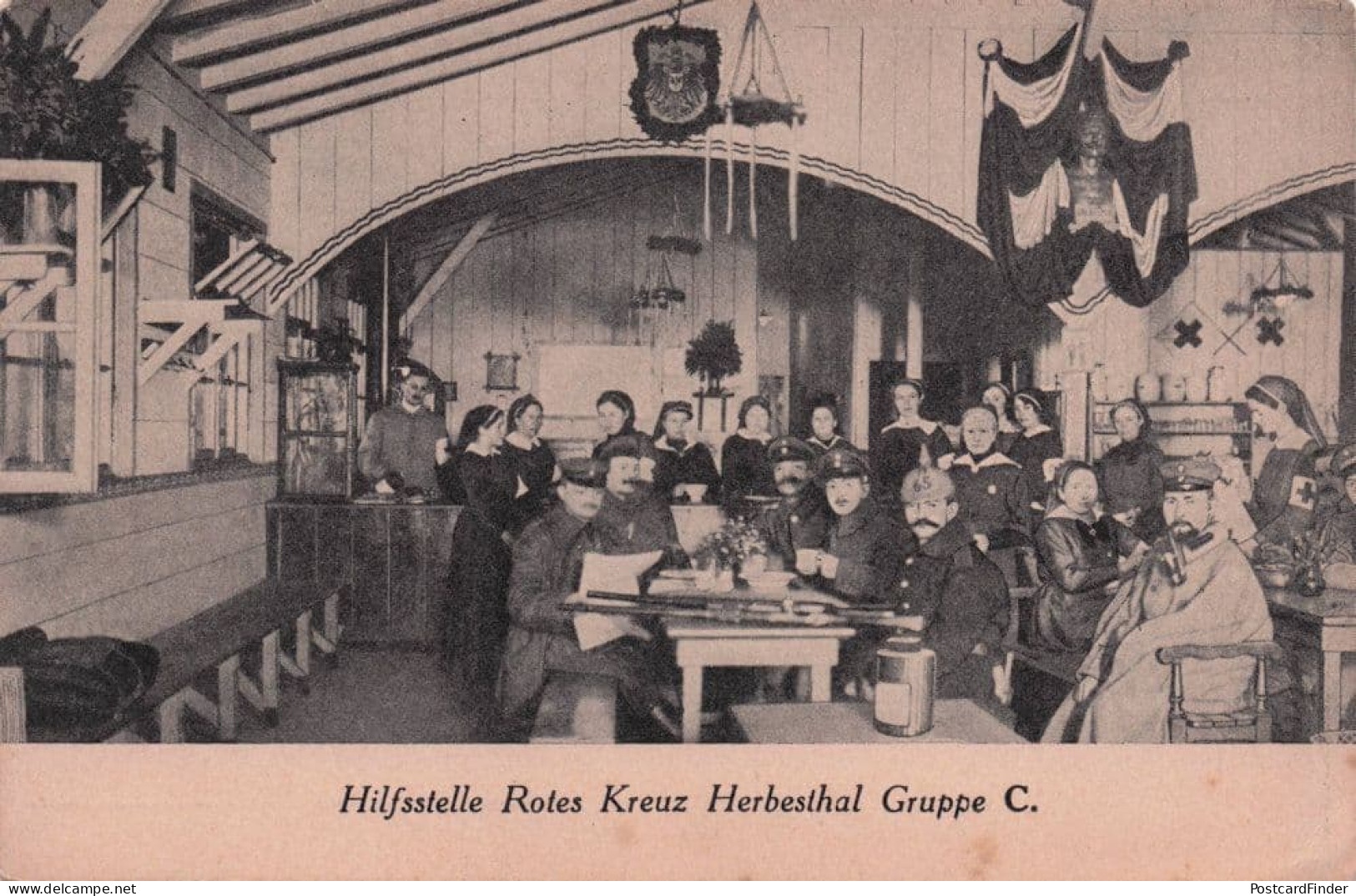 Hilfsstelle Red Cross Rotes Kruez WW1 German Hospital Old Postcard