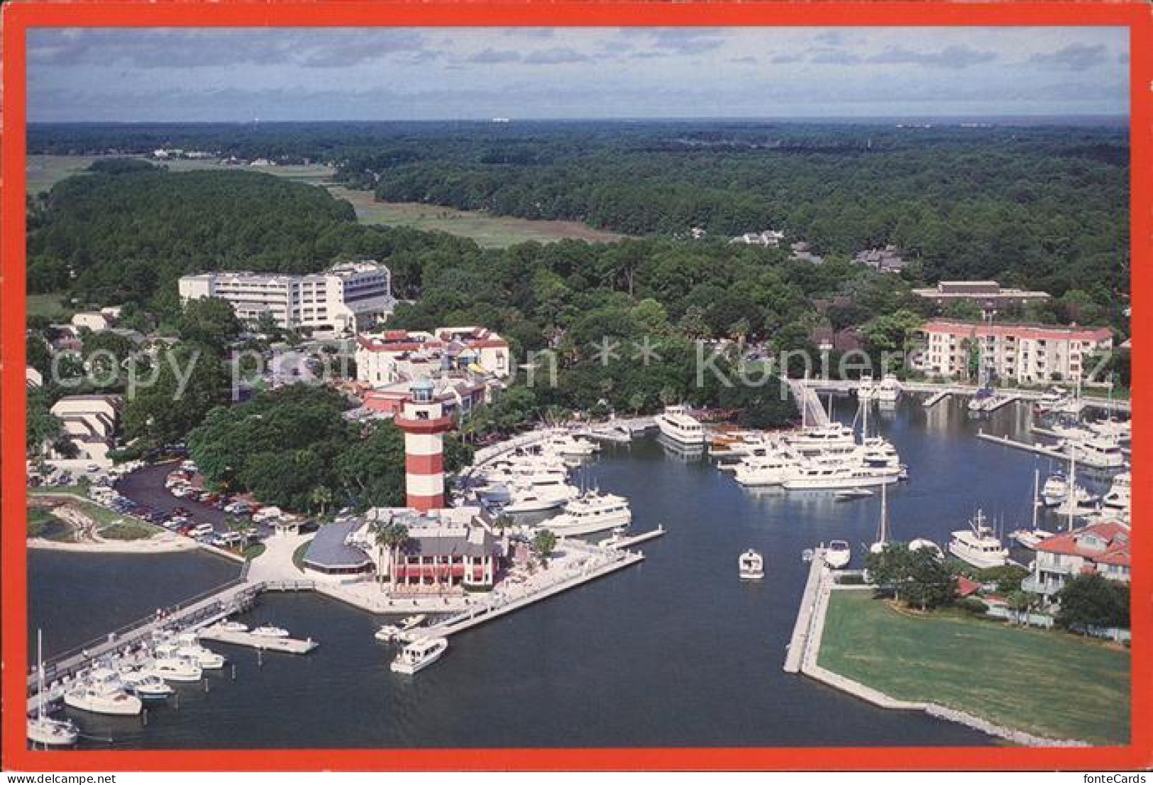 Hilton Head Island Harbour Town Lighthouse aerial view
