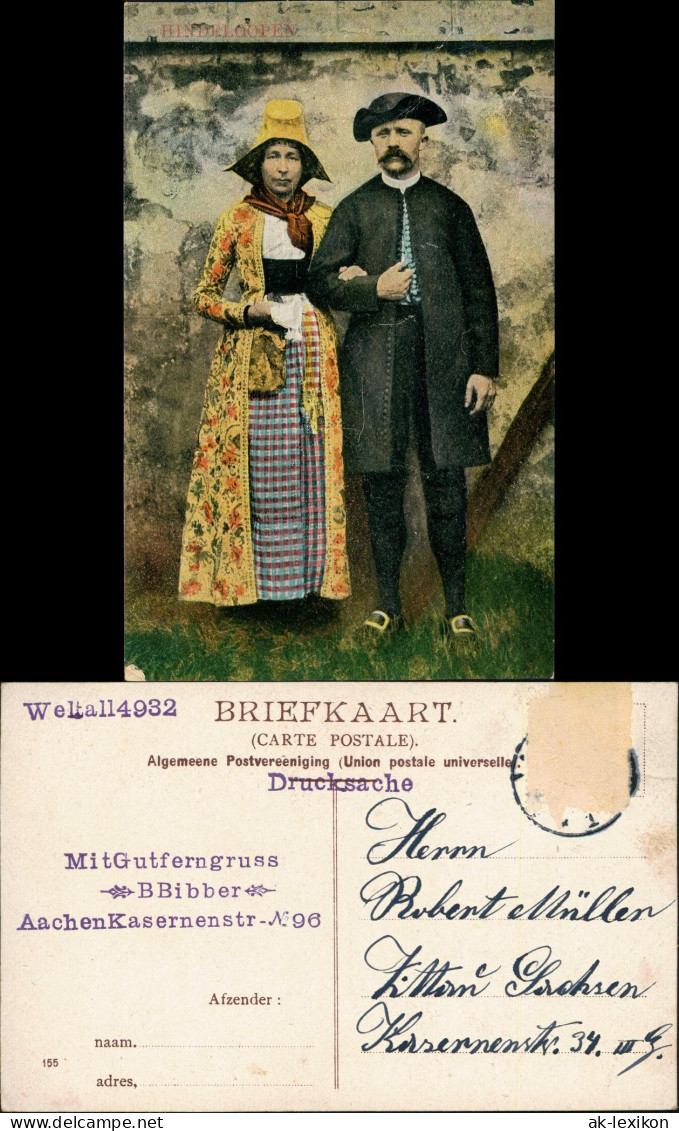 Hindeloopen Friesland Mann und Frau in Tracht 1913  Holland Niederlande