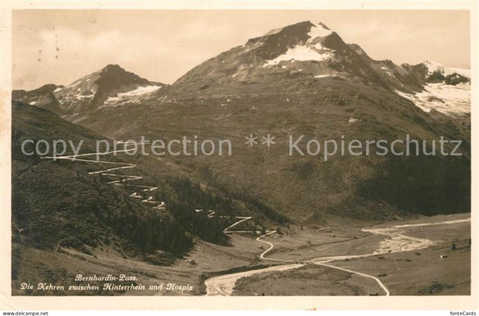 Hinterrhein Bernhardinpass Kehren zwischen Hinterrhein und Hospiz Alpenpass
