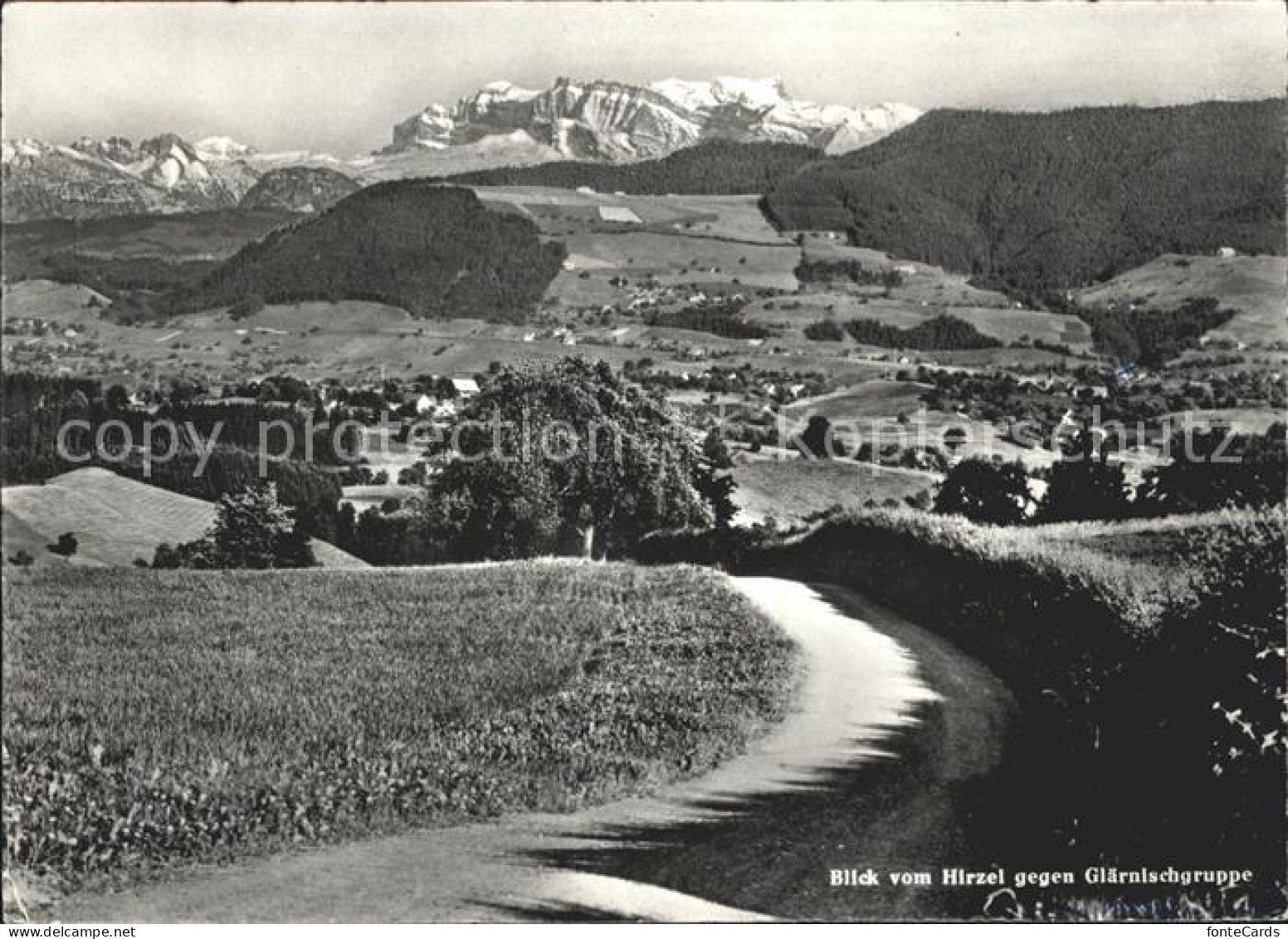 Hirzel Horgen Panorama Blick vom Hirzel gegen Glaernischgruppe