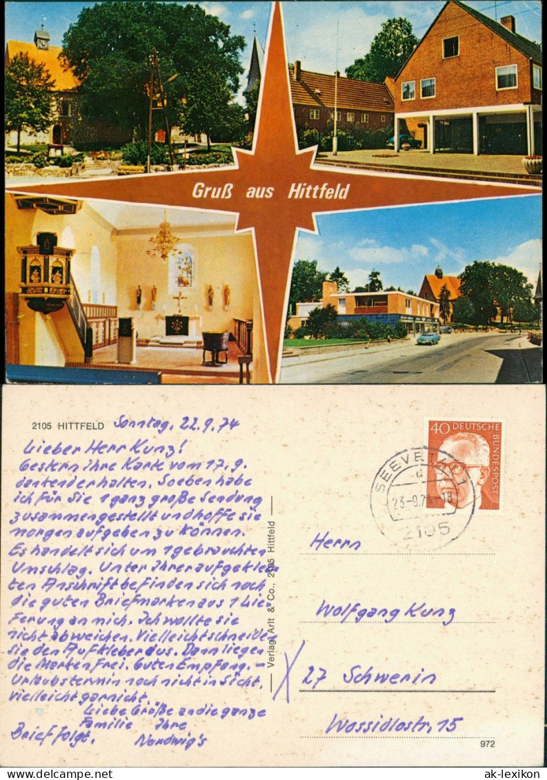 Hittfeld-Seevetal Gruss-Aus-Mehrbild-AK, Kirche, Plätze, Strassen Partie 1965
