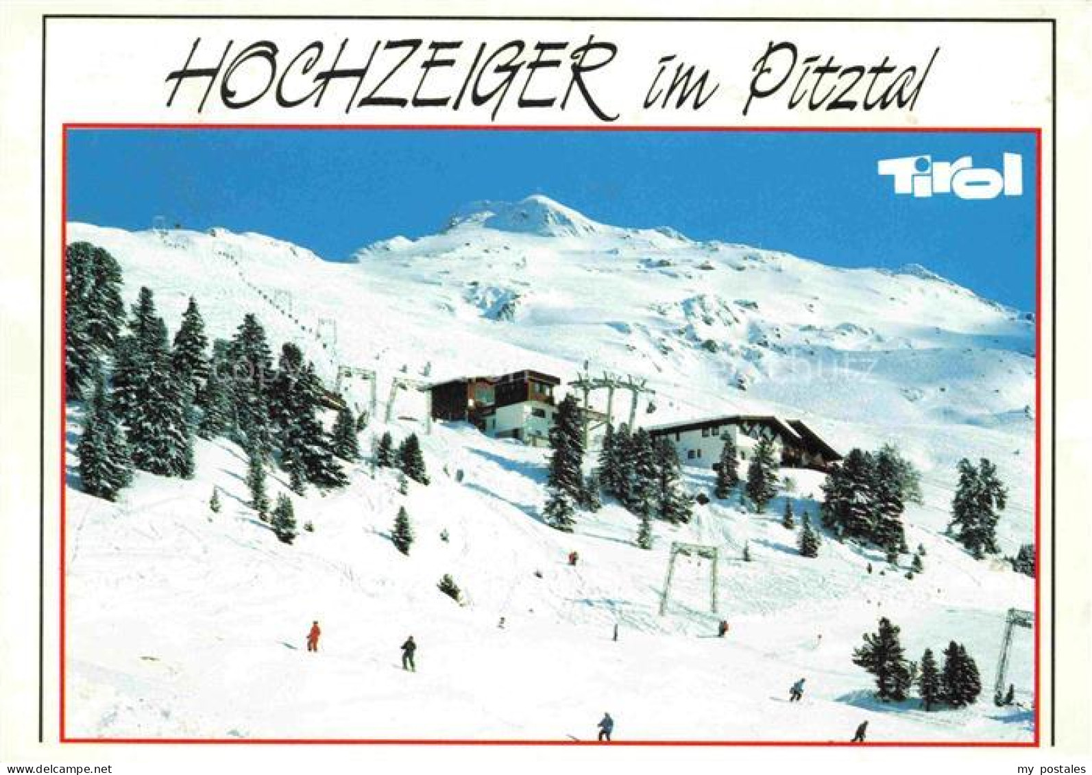 Hochzeiger Pitztal Pitzthal Tirol AT Skigebiet Pitztal Skifahrer Schnee Bergstat