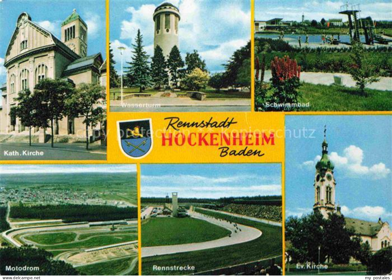 Hockenheim Kath Kirche Wasserturm Schwimmbad Motodrom Rennstrecke Ev Kirche
