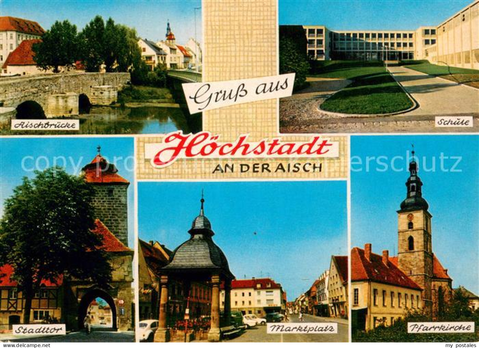 Hoechstadt Aisch Aischbruecke Schule Stadttor Marktplatz Pfarrkirche