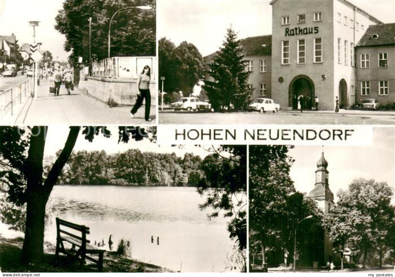 Hohen Neuendorf Strassenpartie Rathaus Seepartie Kirchturm