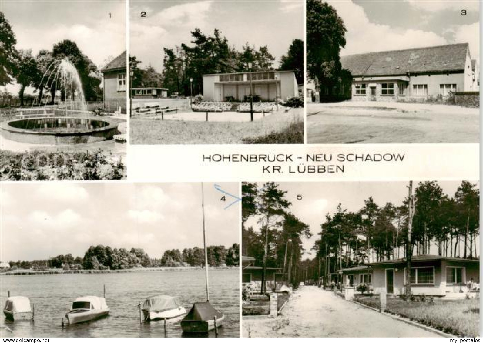Hohenbrueck-Neu Schadow Springbrunnen Freilichtbuehne und Kiosk Gasthaus Treue N
