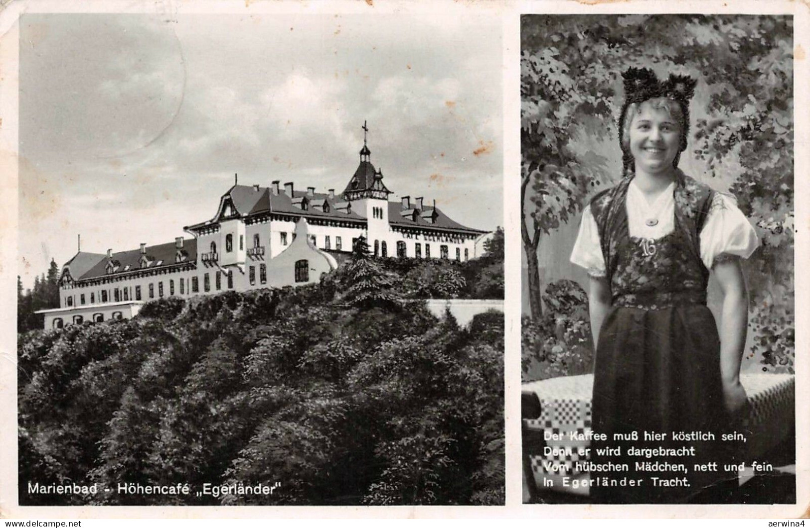 Höhencafé Marienbad Böhmen Mähren Postkarte AK 1933