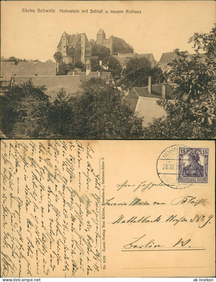 Hohnstein (Sächs. Schweiz) Burg Hohnstein Sächsische Schweiz Stadtpartie 1919