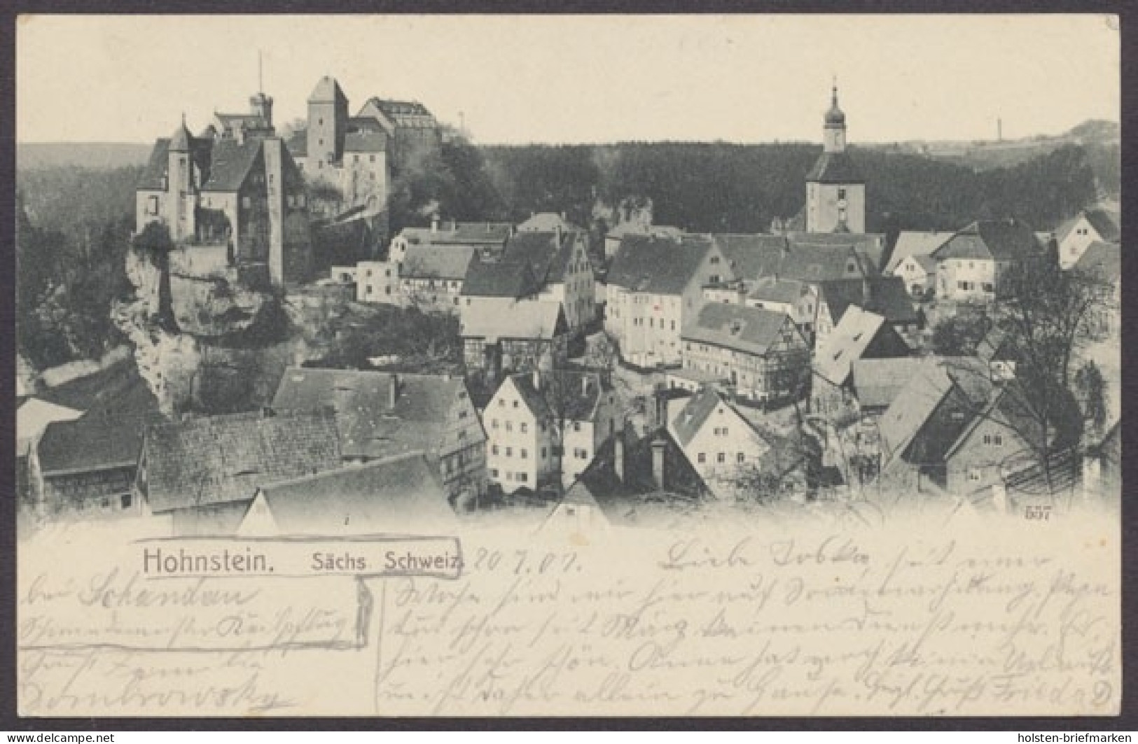 Hohnstein, Sächs. Schweiz, Ortsansicht mit Burg