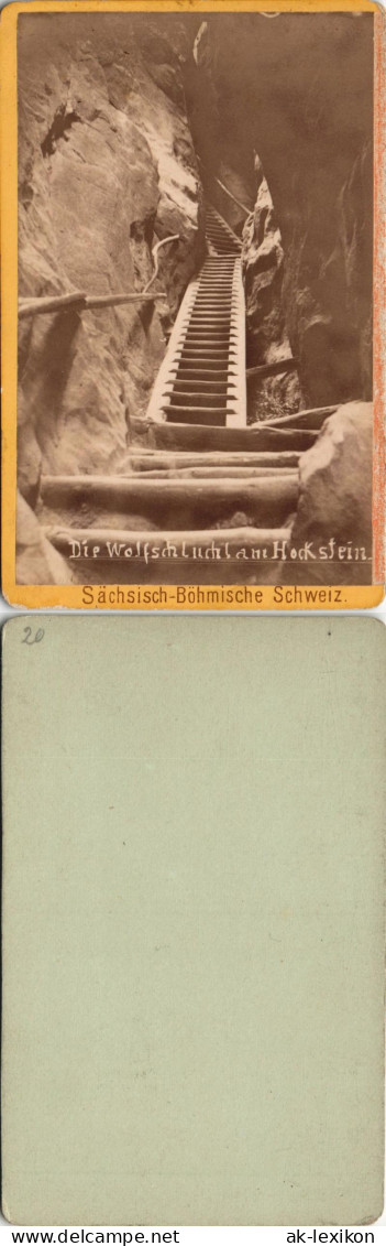 Hohnstein Sächs Schweiz Wolfschlucht-Hockstein CDV 1892 Privatfoto Kabinettfoto