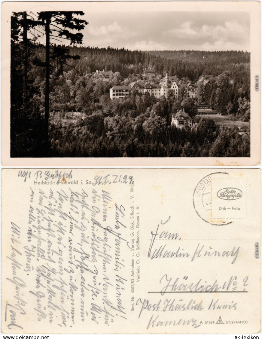 Hohwald (Sachsen) Blick auf Heilstätte Ansichtskarte b Sebnitz Neustadt 1929