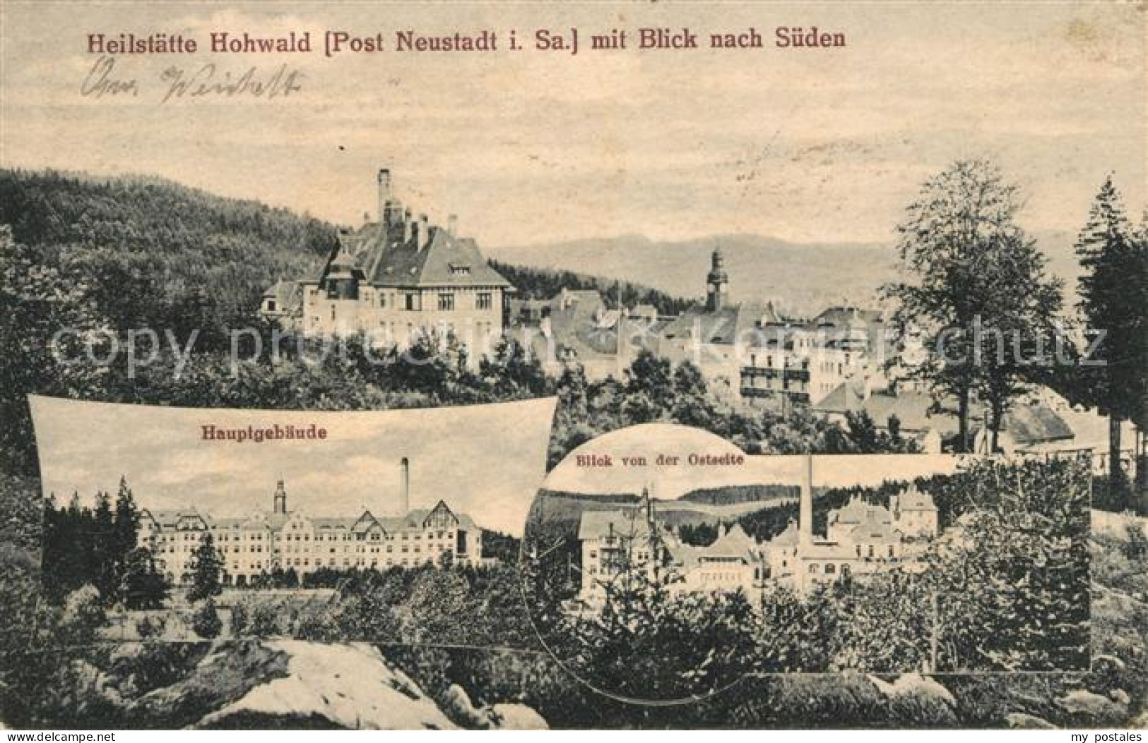 Hohwald Sachsen Heilstaette mit Blick nach Sueden