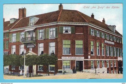 NEDERLAND prentbriefkaart Hotel Den Burg Den Helder 1910 Het Zand (grootrond) naar Groningen