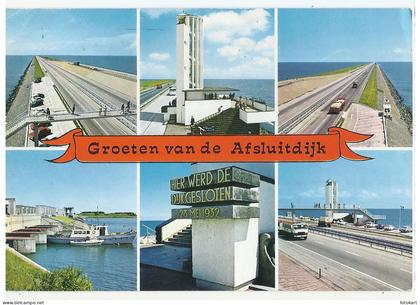 Den Oever Netherlands, Afsluitdijk Multi-View Vintage Postcard, 1975