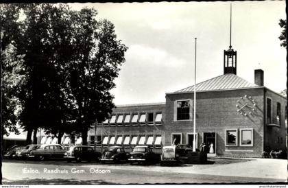CPA Exloo Drenthe Niederlande, Rathaus Gemeinde Odoorn, Autos