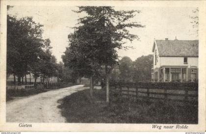 CPA Gieten Drenthe Niederlande, Road to Rolde