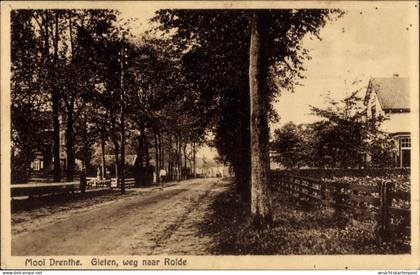 CPA Gieten Drenthe Niederlande, Weg naar Rolde