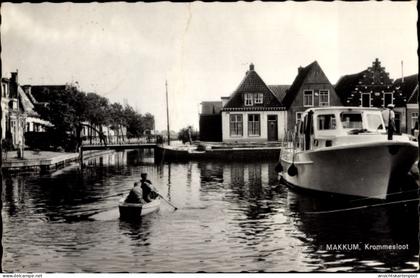 CPA Makkum Friesland, Krommesloot, Hafen, Boot, Yacht