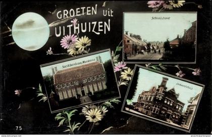 CPA Uithuizen Groningen, Slot Alberda van Menkema, Scholstraat, Gemeentehuis
