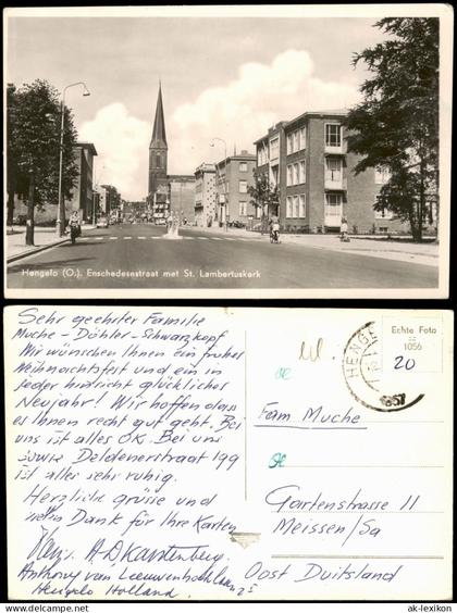 Postkaart Hengelo Enschedesestraat met St. Lambertuskerk 1963
