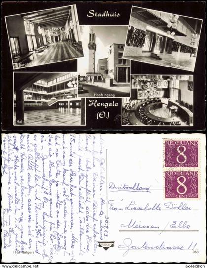 Postkaart Hengelo Stadhuis mit Innenansichten 1963