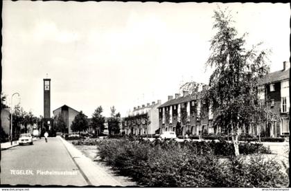 CPA Tegelen Limburg, Plechelmusstraat, Reihenhaussiedlung, Kirche