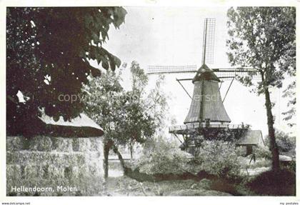 Hellendoorn Overijssel NL Molen Windmuehle Bauernhaus Baeume Wiese Fotokarte