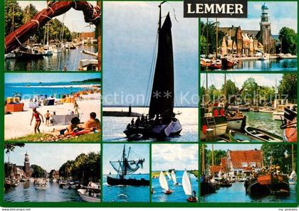 Lemmer Kanal Hafen Fischerboote Strand Kirche