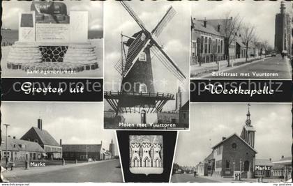 Westkapelle Netherlands Landingsmonument Molen Zuidstraat met Vuurtoren Markt