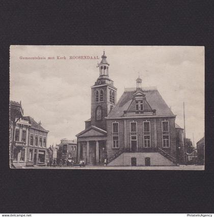 NETHERLANDS Vintage postcard Roosendaal Town hall with church