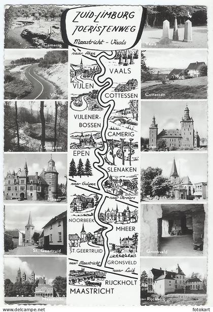 Zuid-Limburg Netherlands, Multi-view Old Postcard, Toeristenweg Maastricht-Vaals, 1967