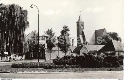 Veenendaal - Prins Bernhardlaan - church - street view - old postcard - 1259 - 1950s - Netherlands - unused