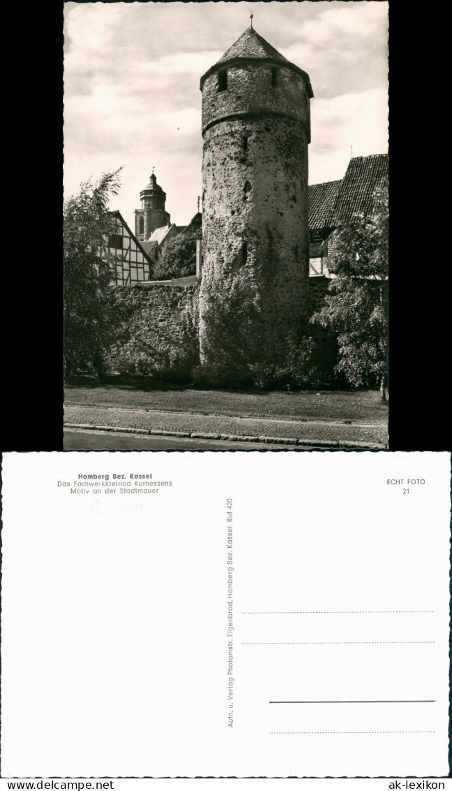 Homberg (Efze) Motiv an der Stadtmauer Fachwerkkleinod Kurhessens 1965