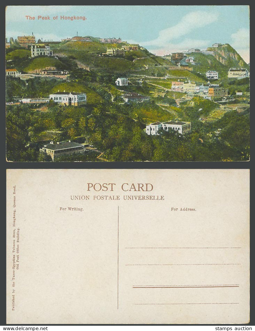 Hong Kong China Old Colour Postcard The Peak of Hongkong Panorama Turco-Egyptian