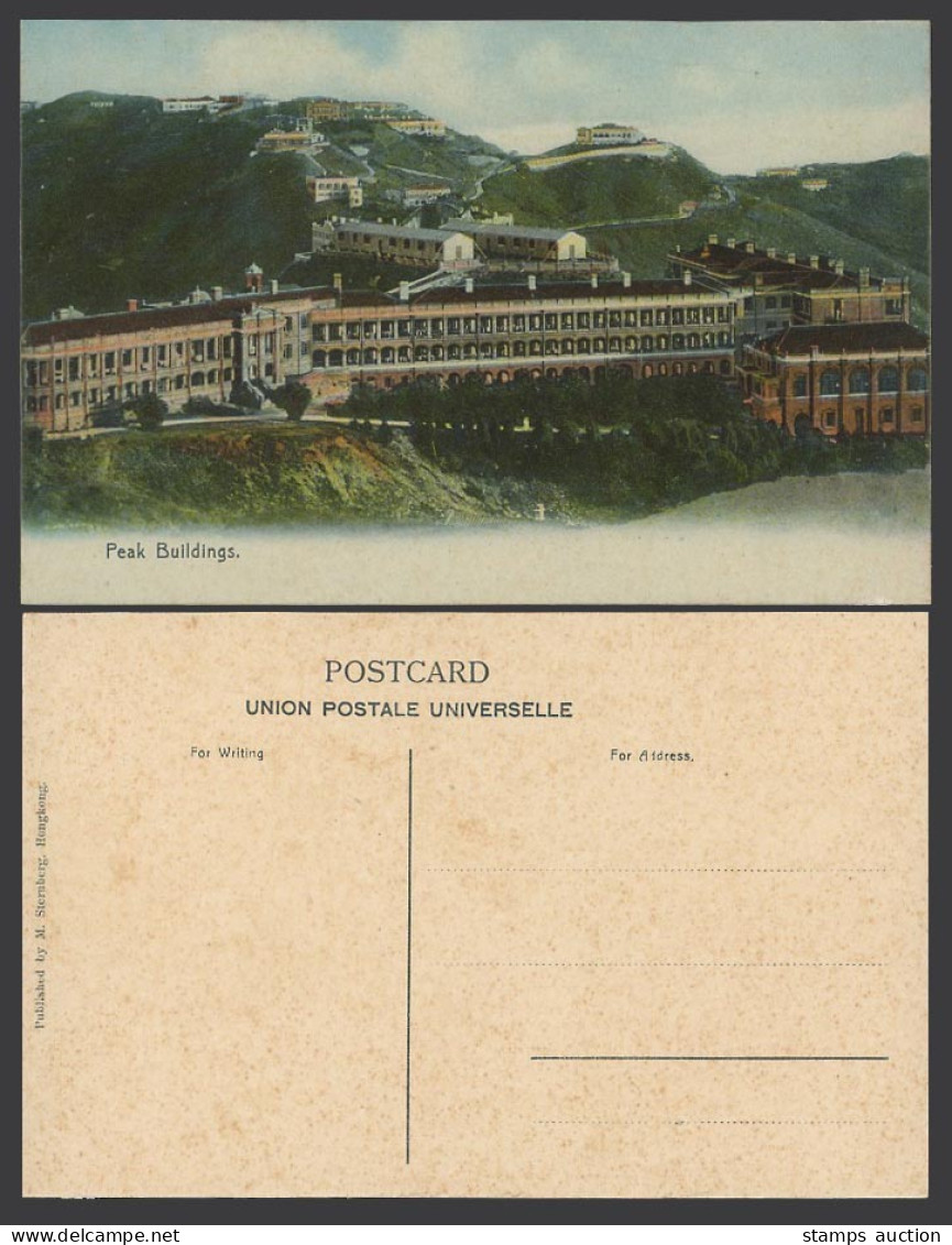 Hong Kong China Old Postcard Peak Buildings Hills Mountains M Sternberg Hongkong