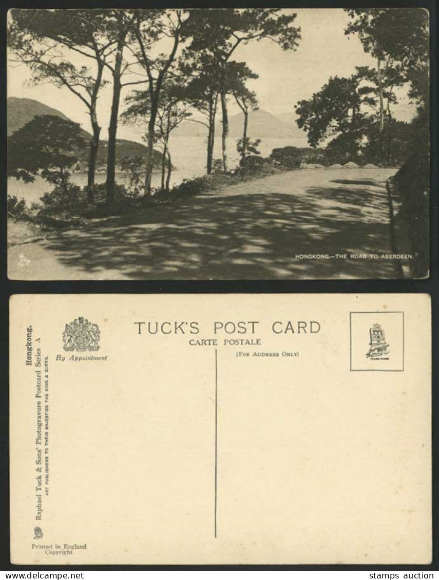Hong Kong China - The Road to Aberdeen Panorama Old Tuck's Postcard Hongkong