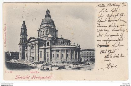 Budapest Bazilika old postcard travelled 1898 to Karlstadt bb171212