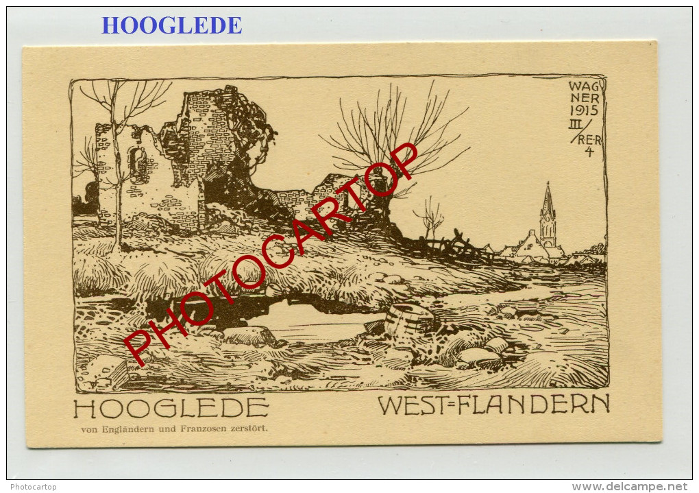 HOOGLEDE-Dessin-Carte Allemande-Guerre 14-18-1 WK-Militaria-BELGIEN-BELGIQUE-Flandern-